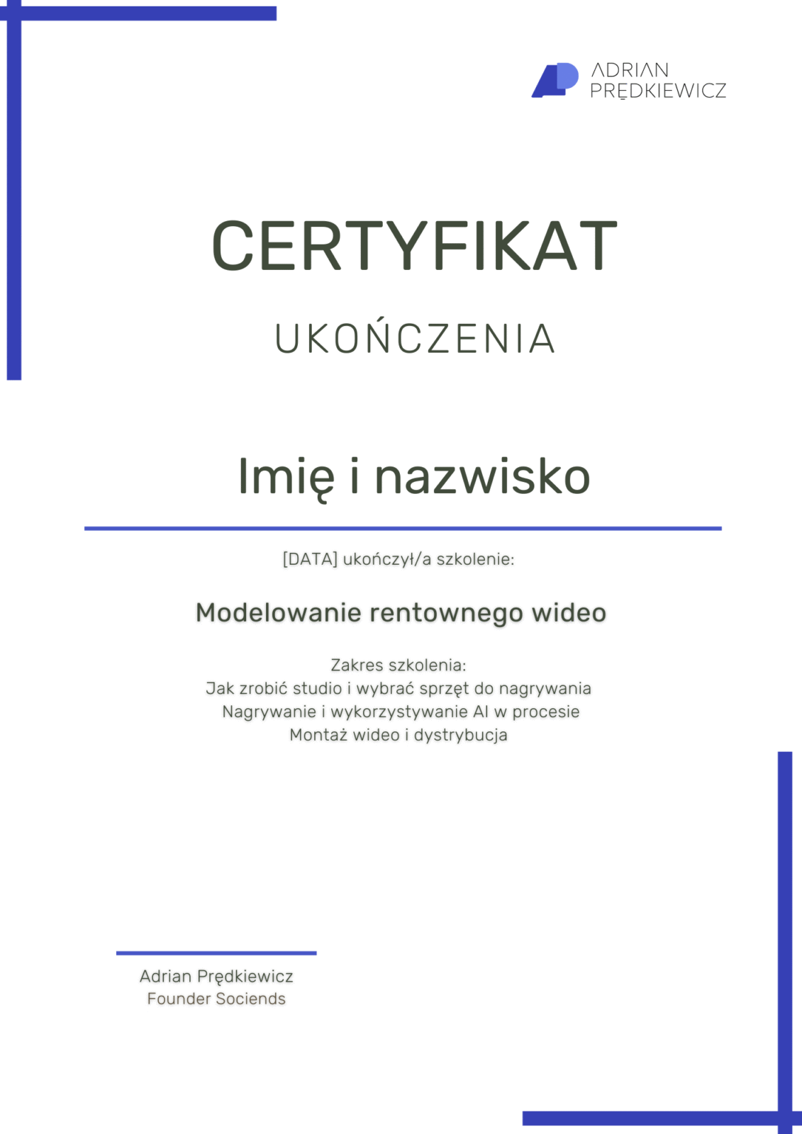 Certyfikat z tworzenia rolek