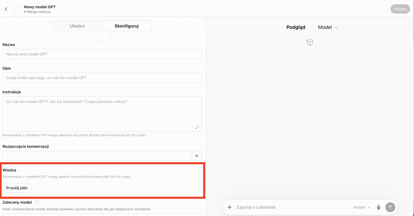 Asystent AI + dokument kontekstowy ChatGPT 